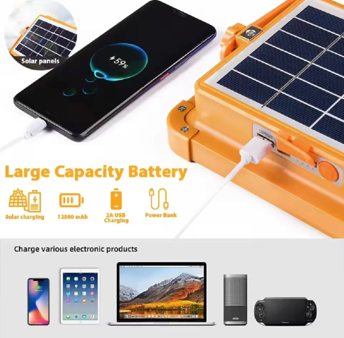 Rechargeable Outdoor LED Solar Floodlight, 500W Spotlight With Mobile Charging Pot, Camping Solar Light, Emergency Lamps Work Light, Handheld Flashlight Outdoor Tent Camping Lamp Rechargeable Outdoor LED Solar Floodlight, 500W Spotlight With Mobile Charging Pot, Camping Solar Light, Emergency Lamps Work Light, Handheld Flashlight Outdoor Tent Camping Lamp